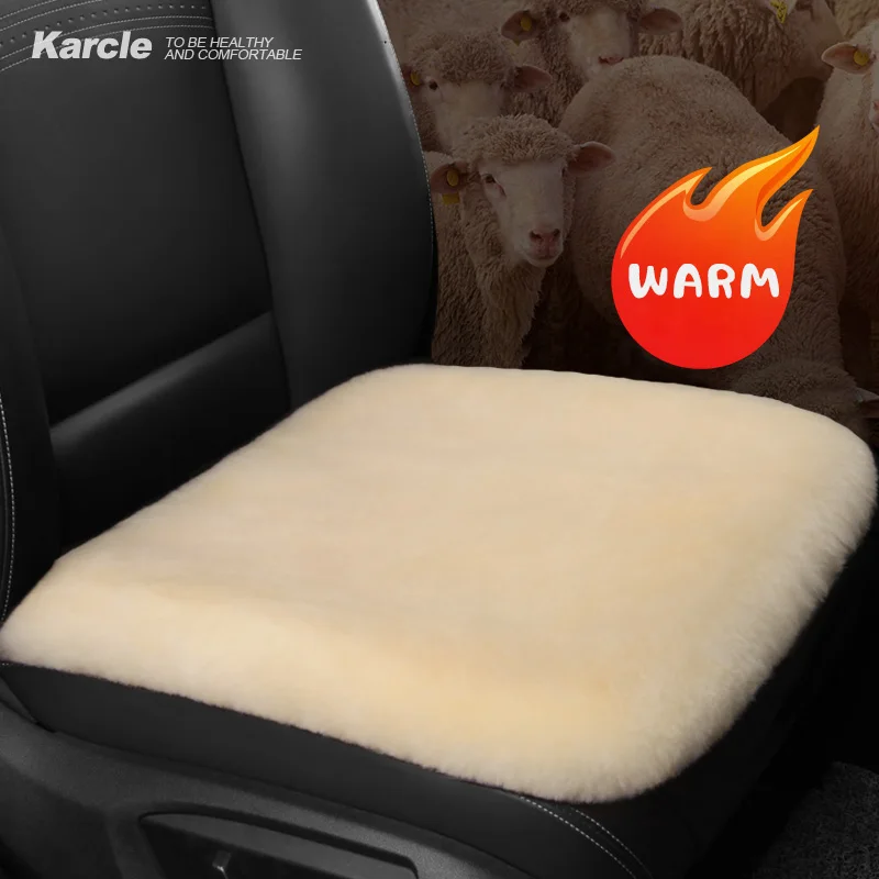 

Karcle Australian Soft Wool Auto Seat Covers Front Rear Warm Car Seat Protector Cushion Pad Universal Size for Car Office