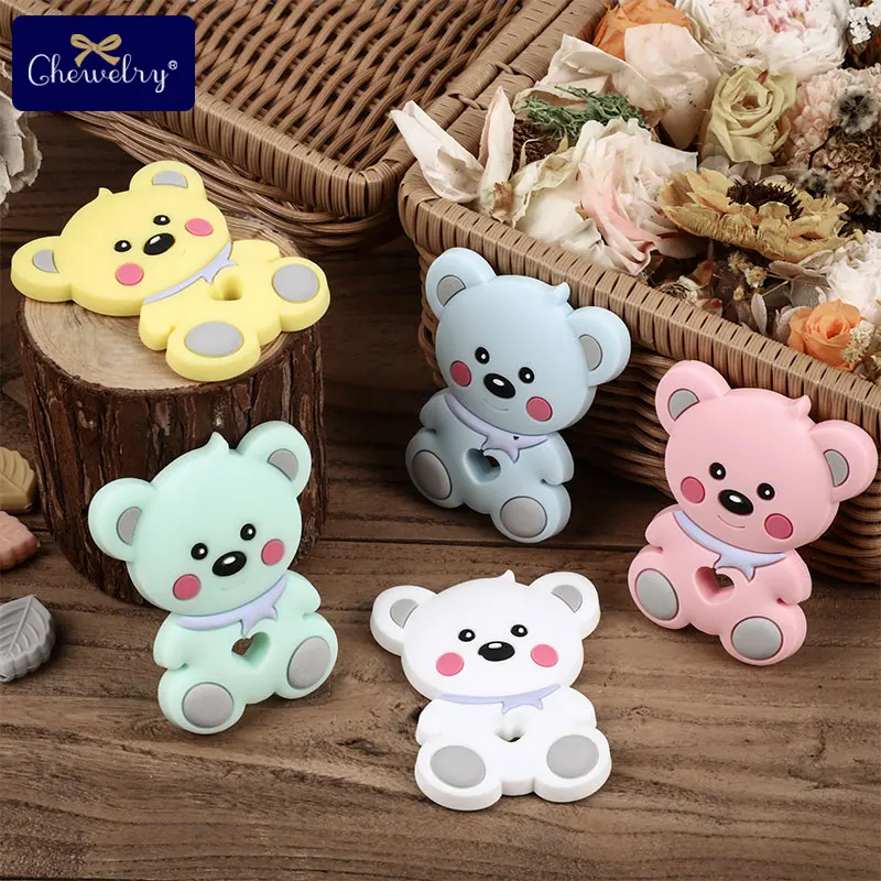 1 шт. BPA бесплатно Teddy Bear зубной прорезыватель для малышей силиконовый мультфильм животных грызунов Прорезыватель для зубов для младенцев Ожерелье Подвеска для детей игрушки