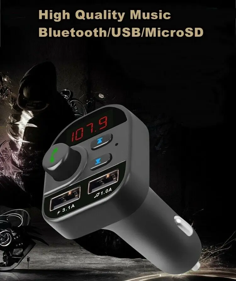 Автомобильное зарядное устройство с двумя usb портами FM трансмиттер Aux модулятор
