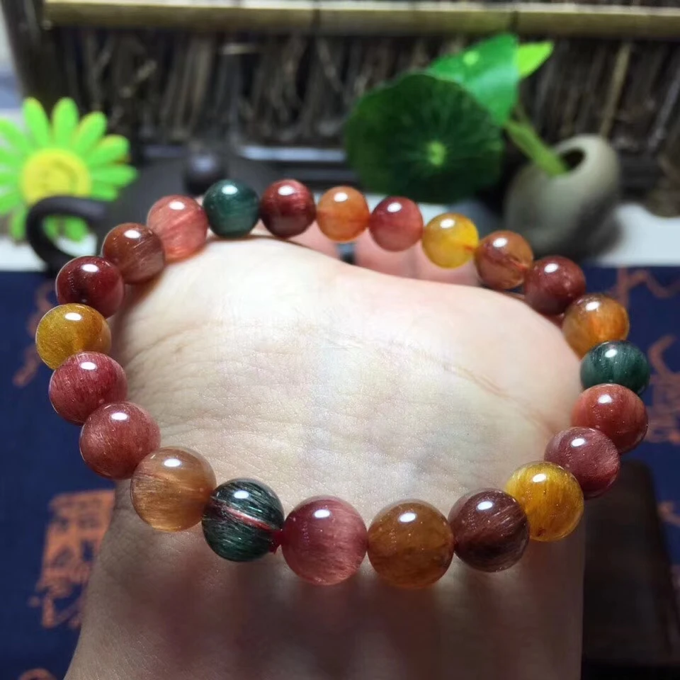 Натуральный красочный Рутиловый Кварц волосы хрустальные прозрачные круглые