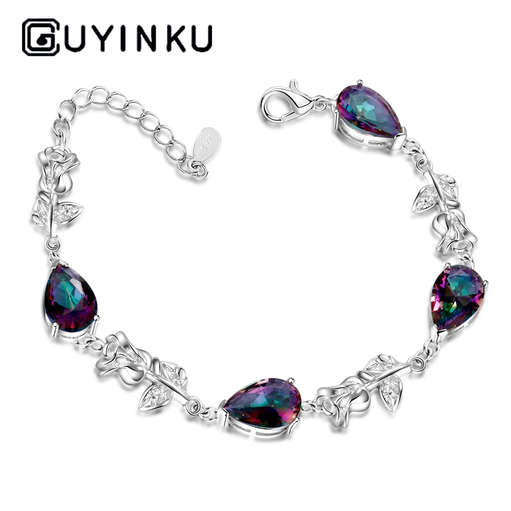 Модные элегантные браслеты для женщин с разноцветным драгоценным камнем