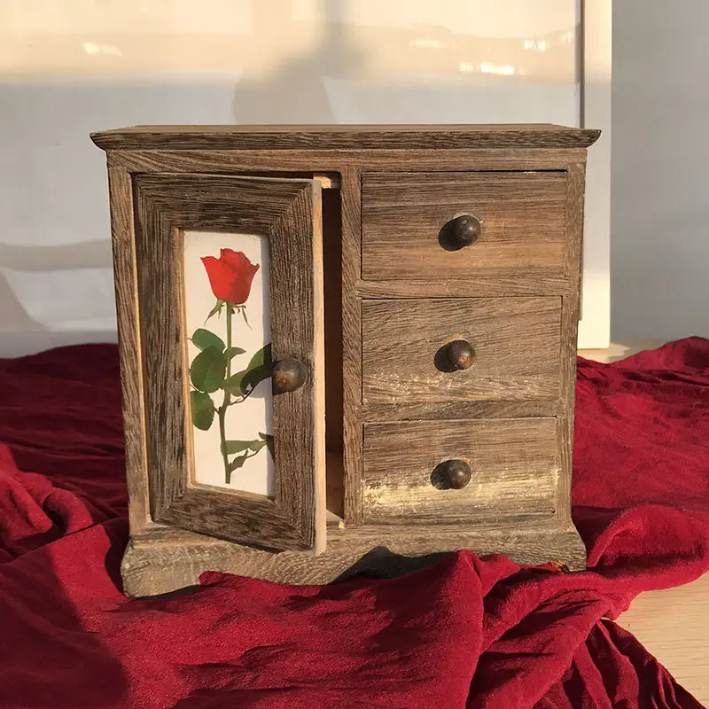 

Wooden Jewelry Box Antique Style Vintage Solid Jewelry Storage Case Hand Jewelry Earrings Necklace Decoration Display
