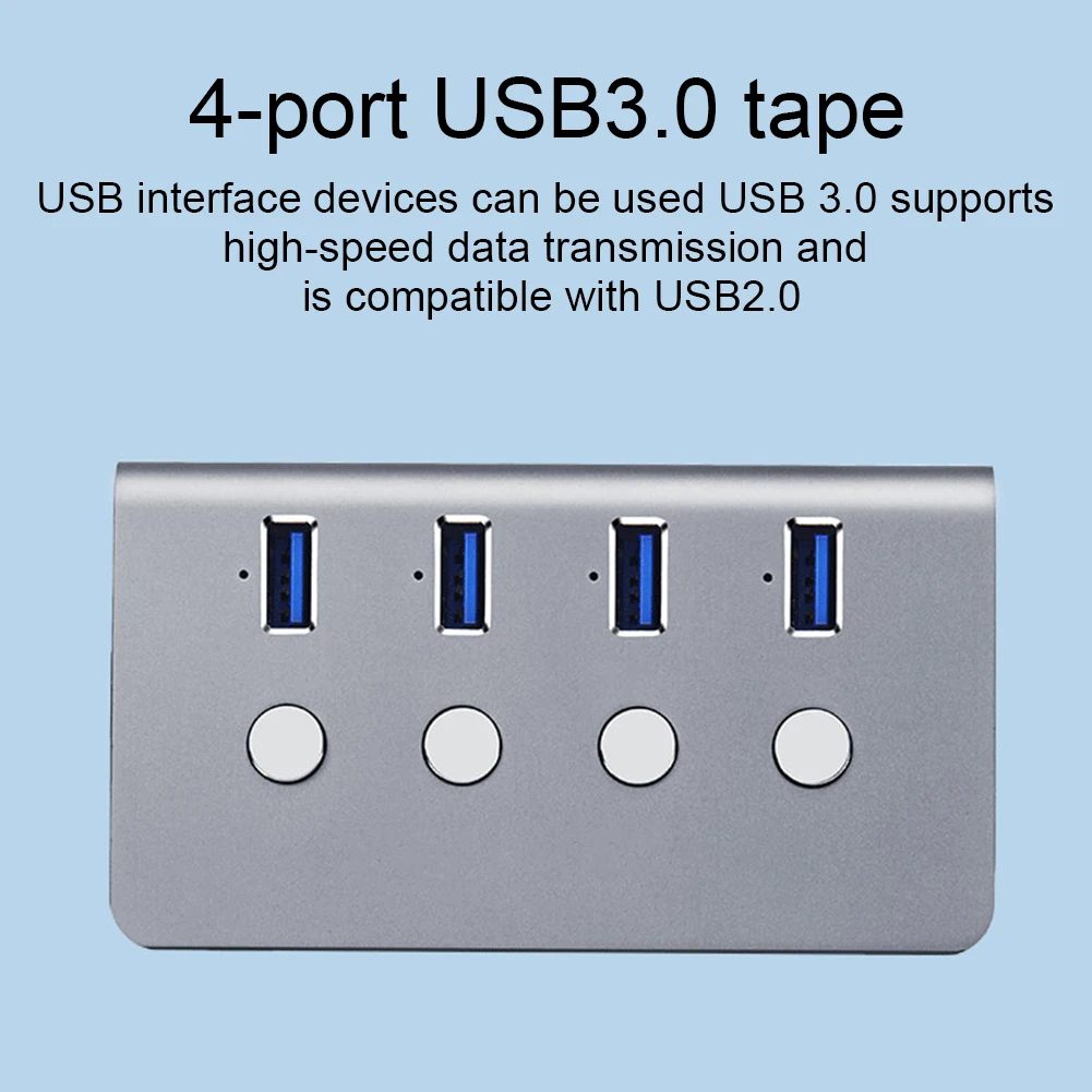 

USB 3.0 4-Port Cable Hub Splitter Extension Adapter with Separate Control Button