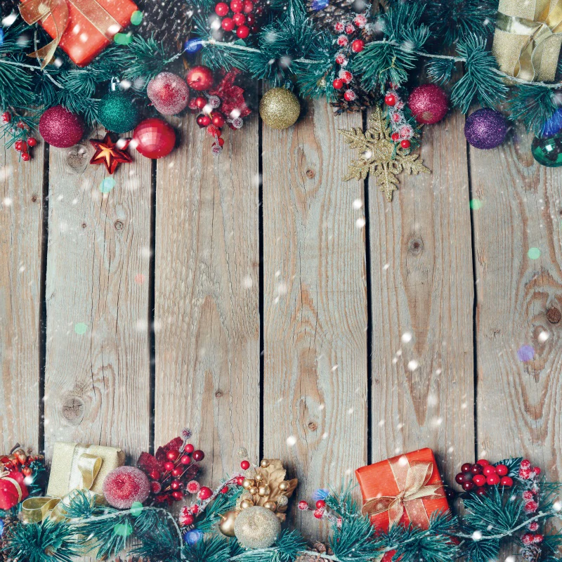 Виниловый Рождественский фон для фотосъемки с изображением деревянного