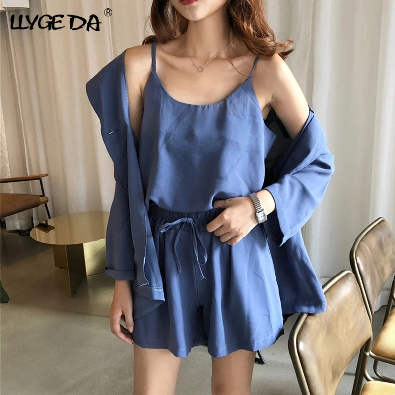 Женский офисный комплект из трех предметов однотонный жакета с длинным рукавом и