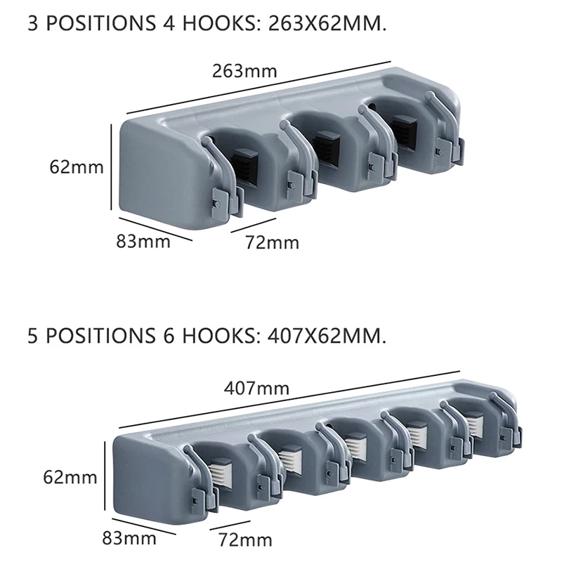 Настенный держатель для швабры 5/3/1 позиций метлы органайзер вешалка щетки