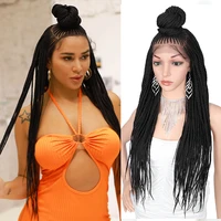 kalyss 30 inches 13x7 synthetic cornrow lace front wig updo braided wigs with baby hair for black women