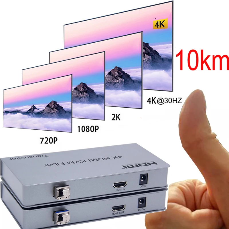 10 км 4K HDMI KVM удлинитель USB мышь клавиатуры с помощью одноволоконного кабеля Шнур
