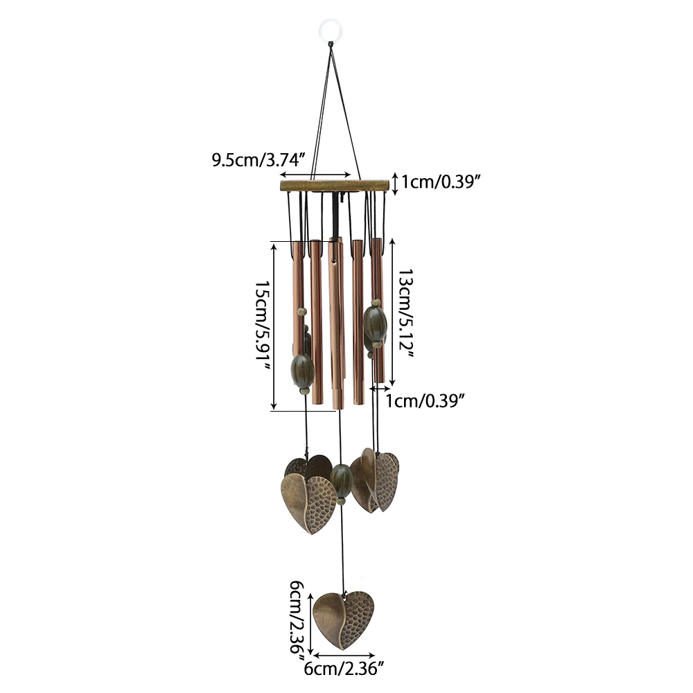 

Antique Wind Chimes Heart Decor Windchimes Metal 8 Tubes Hanging Ornament Garden Yard Home Wind Chimes & Hanging Decorations