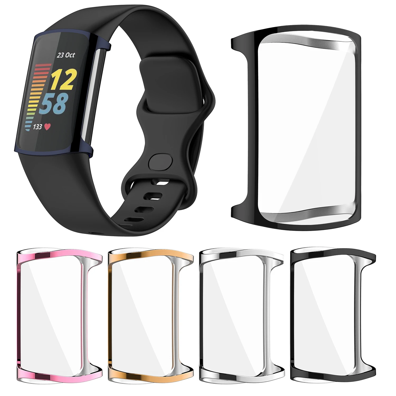 

Plating TPU Protector Case For Fitbit Charge 5 Full Screen Protective Shell Bumper