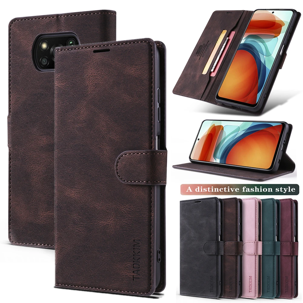 

Poco X3 NFC Flip Lather Case for Xiaomi Redmi 9T Note 10 10S Pro Max K40 Matte Bag for Mi Poco X3 M3 F3 Card Solts Wallet Cover