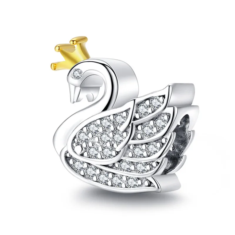 9 Style 100% 925 Sterling Silver Crystal Swan Flower Pink CZ Beads fit Women Charm Bracelets DIY Jewelry Girlfriend Gift | Украшения и