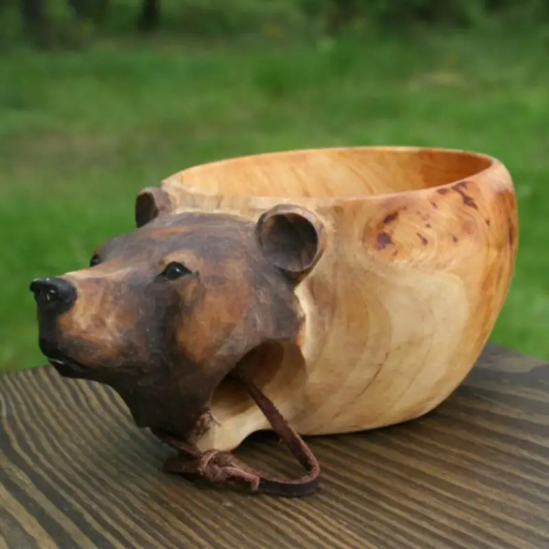 

Wooden mug new wooden water cup wooden animal statue handy cup animal wood carving water cup Animal statue Drinkware