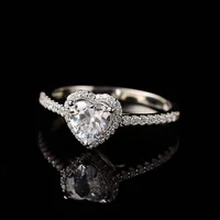 love heart moissanite rings luxurious s925 silver wedding jewelry white d color 1 2ct carat diamond substitute