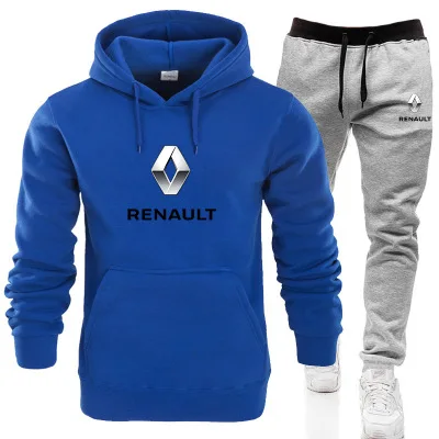 

2021 Spring Autumn New Renault Logo Casual2 Pieces Sets Tracksuit Men Hooded Sweatshirt+pants Hoodie Sportwear Suit