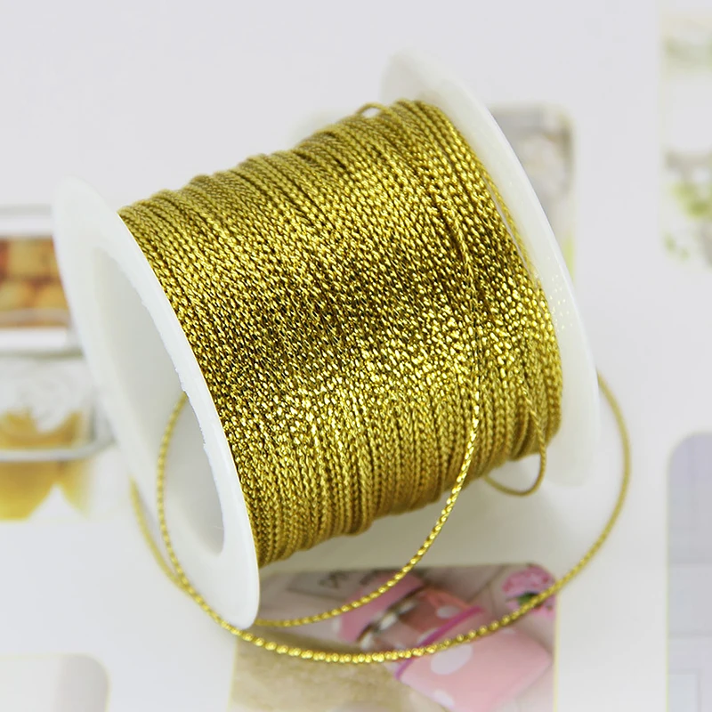 

20M 1Mm Rope Red Gold String For Trademark Jewelry Bracelet Twine Tag Tassel Making Crafts Gift Thread For Wedding Christmas