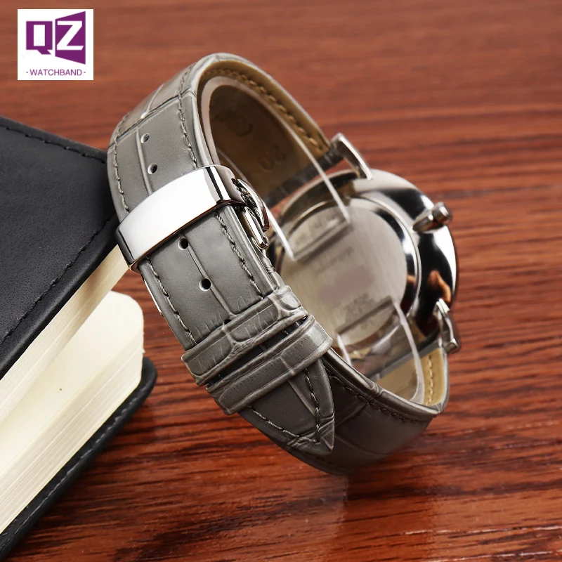 Grey Genuine Leather watchband 16mm 18mm 20mm 22mm cow leather watch strap gray color bracelet soft wristwatches band belts