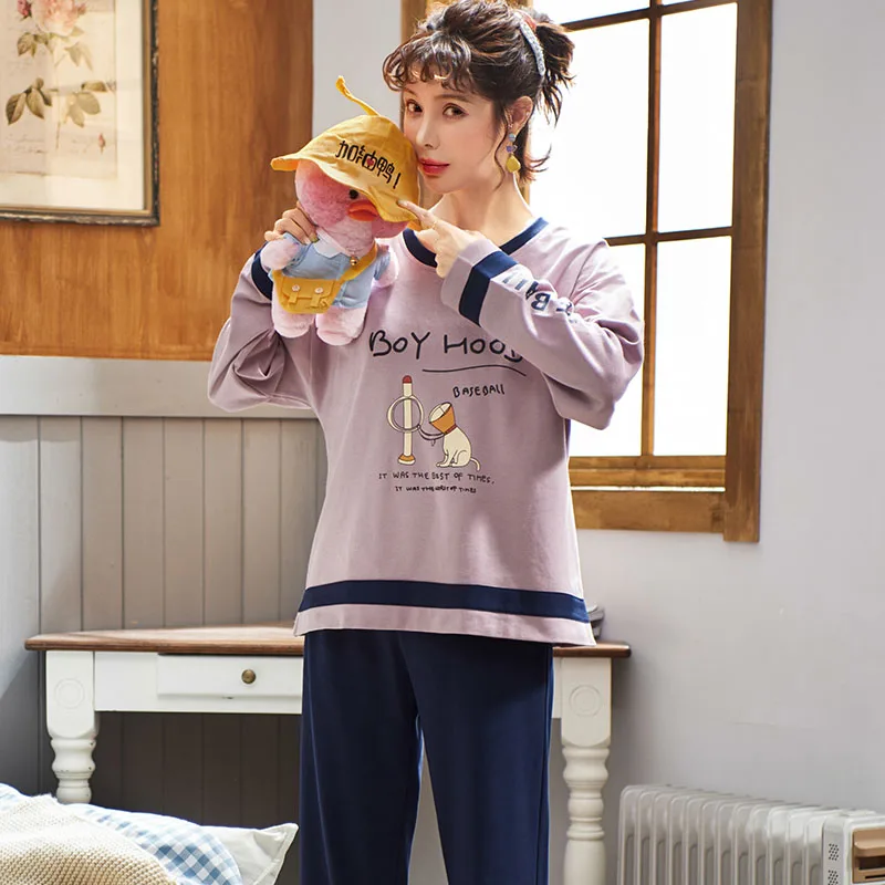 Фиолетовая одежда для отдыха смешанные цвета 2019 хлопок мультяшная собака