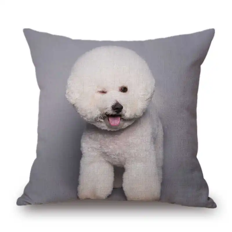 8 Bichon Frise, хлопковый льняной чехол для подушки, дивана, поясная наволочка, домашний декор - Цвет: 8