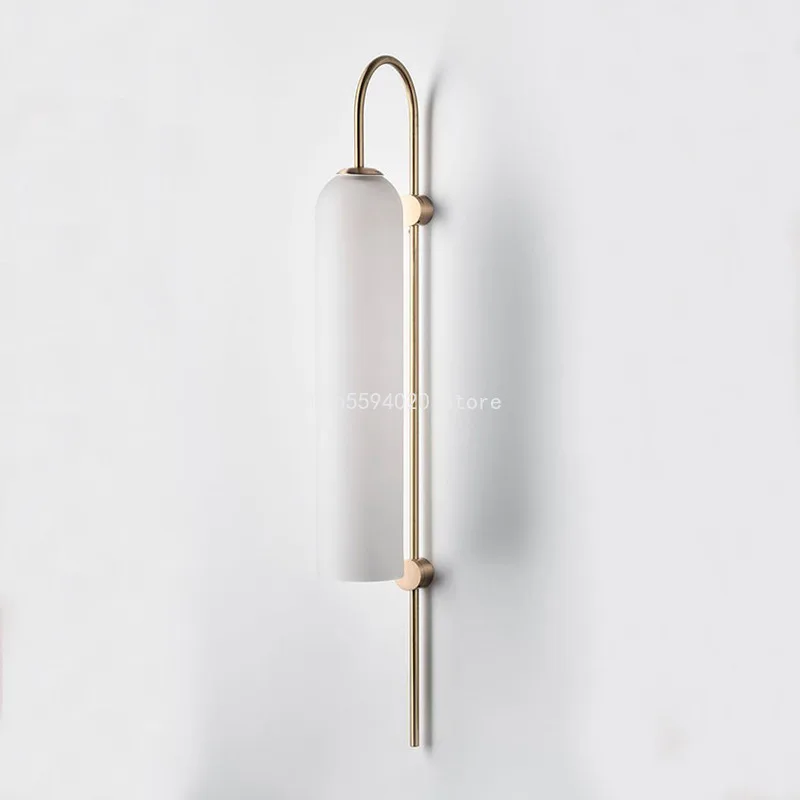 

Post-modern Blue Glass Wall Lamp Tube Living Room Wall Lamp Modern Minimalist Creative Art Bedroom Bedside Hanging Lights E27