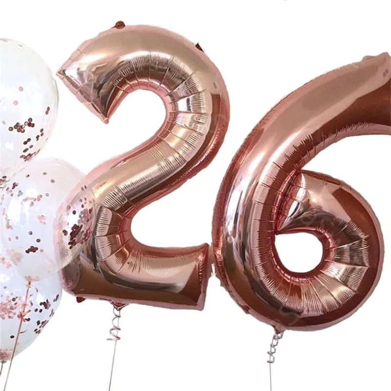 40-дюймовые розовые золотые шары с цифрами Большие Гелиевые Шары детский душ день