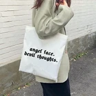 2021 популярная женская сумка для покупок Harajuku Tumblr с графическим рисунком, сумки, 3 цвета, холщовые сумки-тоуты, женские экологически чистые многоразовые сумки на плечо