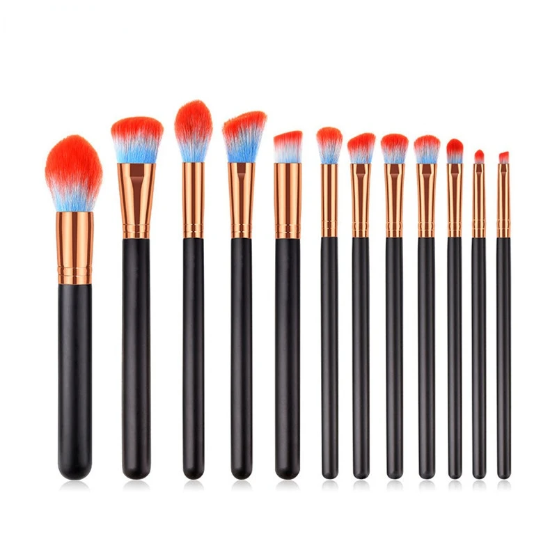 

12pcs Professional Makeup Brushes Flame Powder Foundation Eyeliner Pincel Maquiagem Face Eyes Make Up Kit Straight Wood