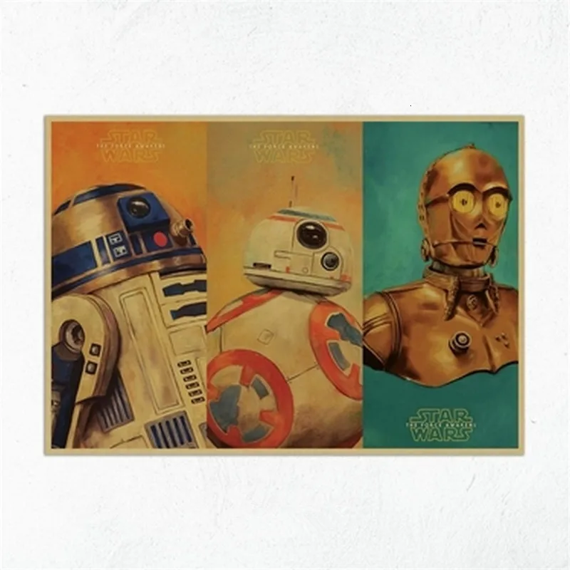 Винтажный фильм Звездные войны Сокол Миллениум робот R2-D2 звезда Плакат с эсминцем кафе бар Домашний Декор Ретро Крафт настенная бумажная наклейка