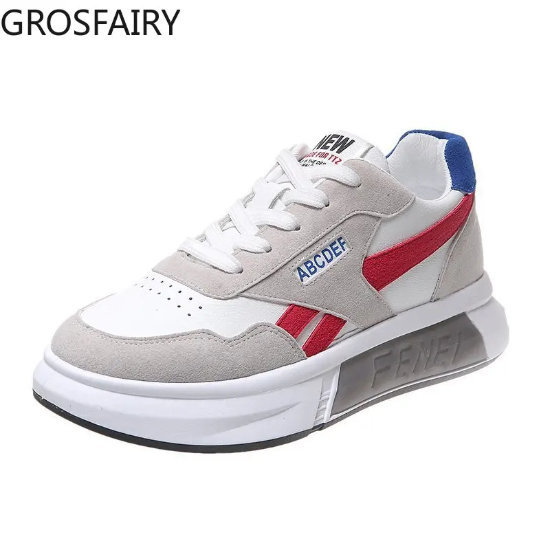 

Sports Shoes Women's PU Surface Sports Running Shoes Walking Breathable Sports Lace-up High Platform Casual Shoes