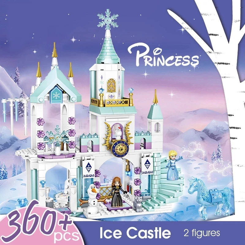 

Disney Frozen The Elsa Magical Ice Castle Set Princess Anna Stacking Building Blocks Bricks Compatible Toy Kid's educational toy