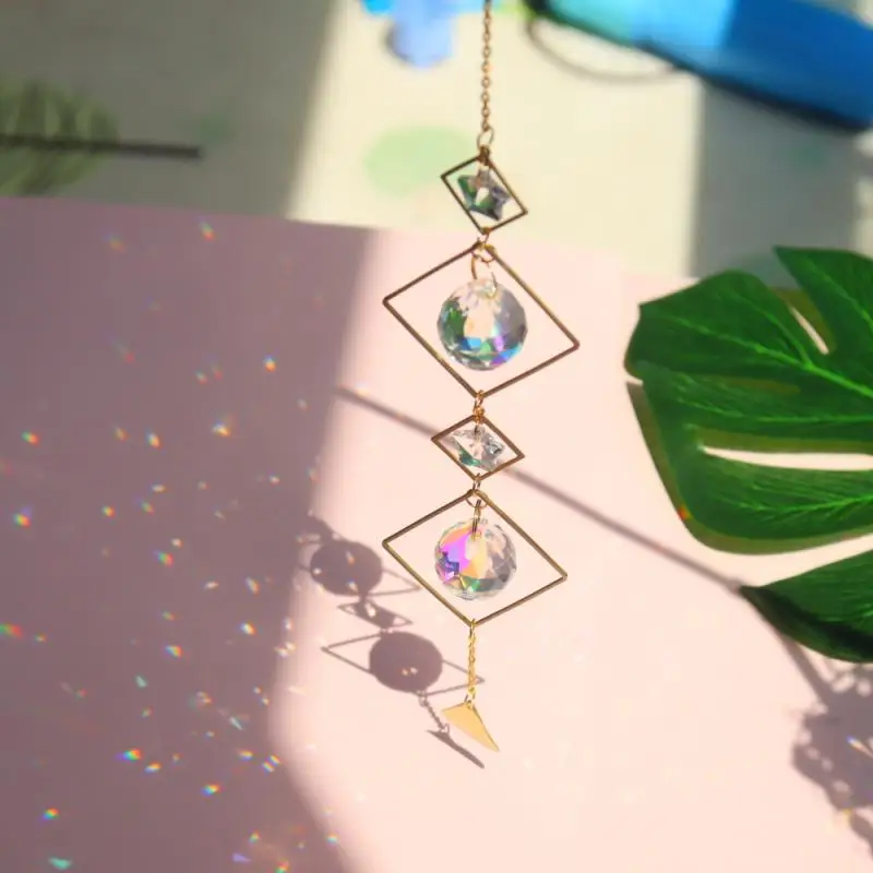 

Crystal Aurora Hanging Wind Chimes With Prismatic Pendant Elegant Rainbow Maker Sun Catcher Crystal Chandelier Ornament