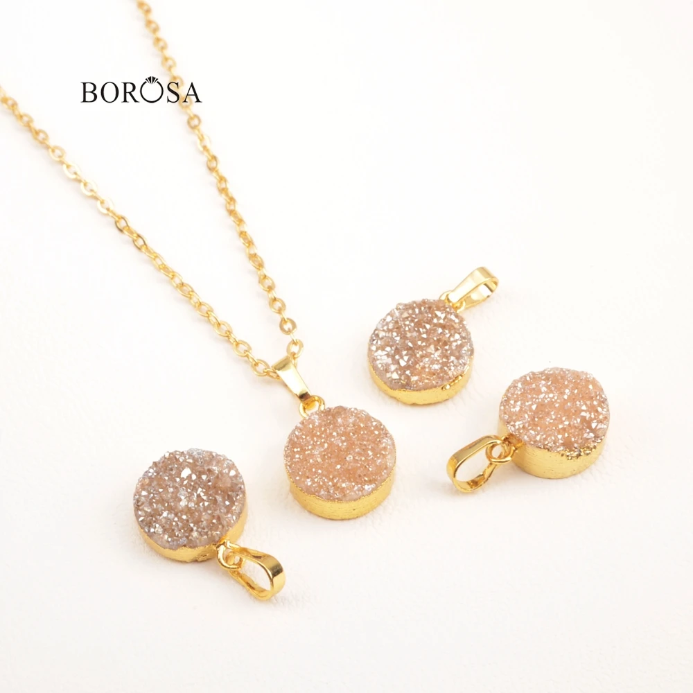 Женское ожерелье с подвеской BOROSA Rainbow 12 мм круглая подвеска из меди и золота 18