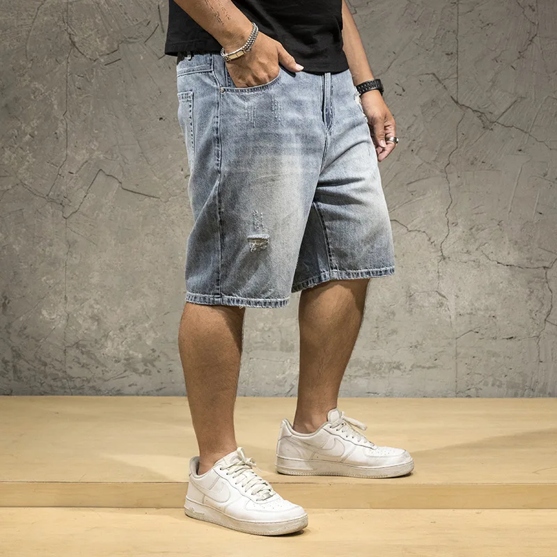 46 Plus Size Baggy Jeans Denim Jeans Mens Shorts Jeans High Quality Casual Pants Denim Trousers Fashion Male 2021 New Summer