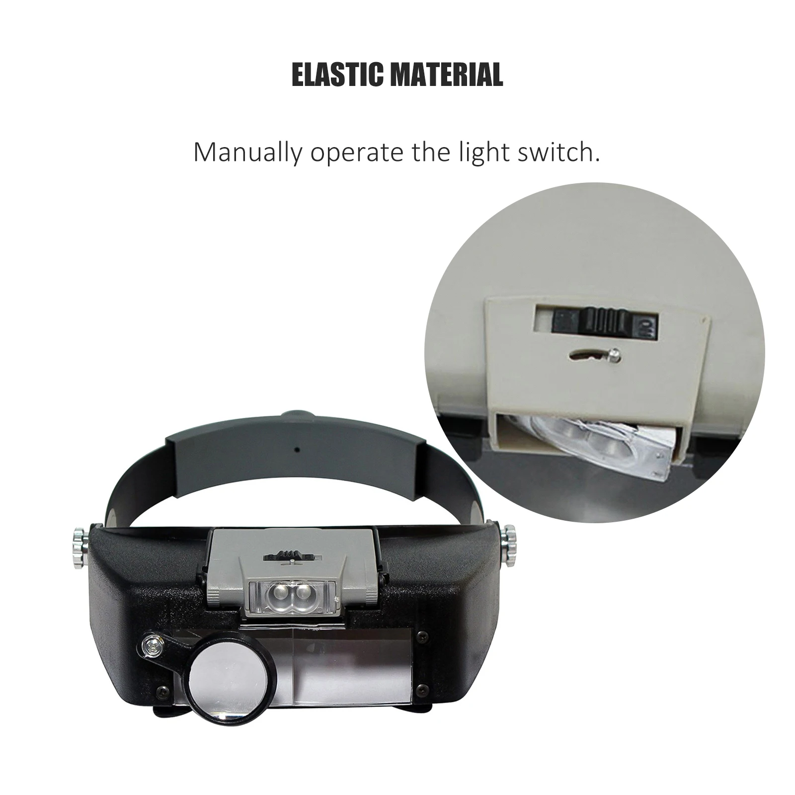 

Loupe Microscope LED light Helmet Style Magnifier Glass Headband Magnifying Glasses Optical Tool Reading or Repair Use