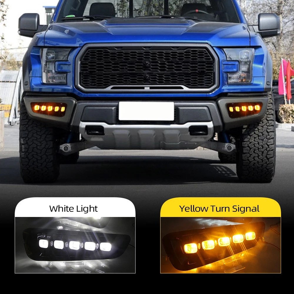 Дневные ходовые огни CSCSNL для Ford Raptor SVT F150 2016 2017 2018 2019 с желтым сигналом поворота 2