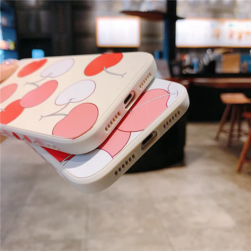 

Cherry Red Pink Fruits Sweet phone case for iPhone 12 11 Pro Max X XR XS 7 8p Soft Comforable Phone Back Cover