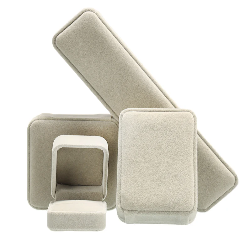

Gray Velvet Jewelry Box Jewellery Packaging Display Earrings Necklace Bracelets Ring Box Jewelry Organizer