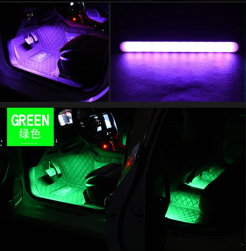 4 шт. 12 SMD дистанционное управление музыкой красочный RGB светодиодный автомобильный интерьерный напольный декоративный светильник в полоску для автомобиля