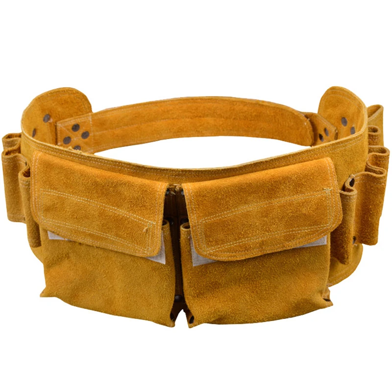 Скидка Многофункциональный коровья кожа ремень для инструментов сумка Толстые прочные декорации работник с несколькими карманами сумка на поясн...