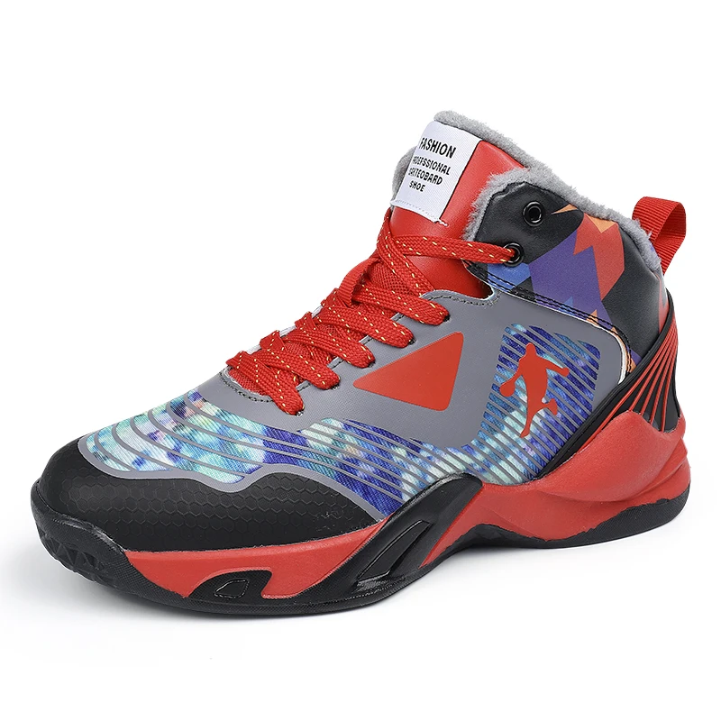 

Unisex Autumn Winter Warm Plush Basketball Gym Fitness Trainers Men High Top Sneakers Women Ankle Boots Boy Vulcanized Shoes