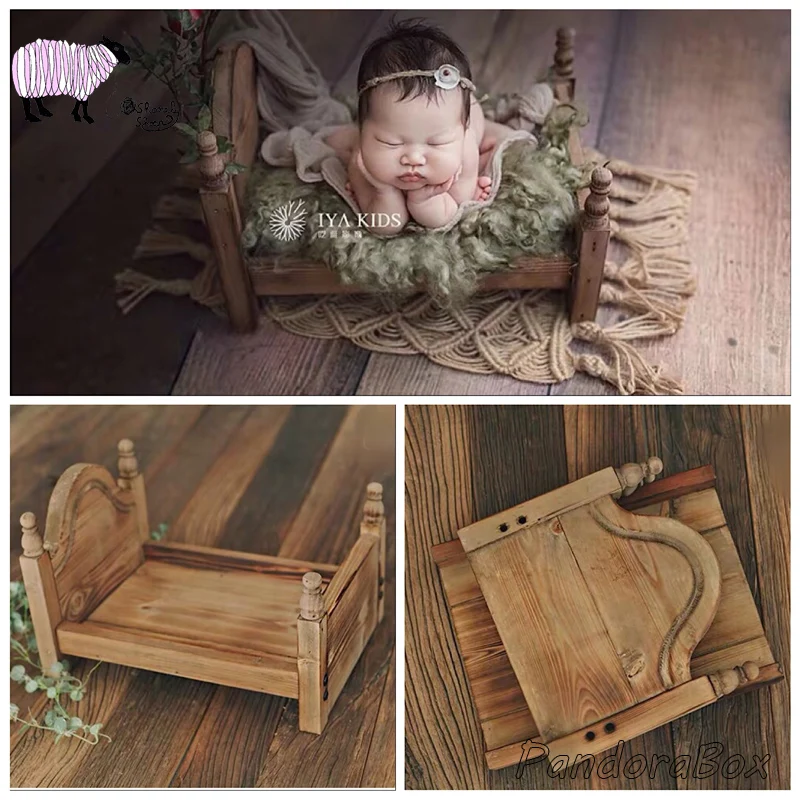 Деревянная кровать для детской фотосъемки реквизит студийной новорожденных