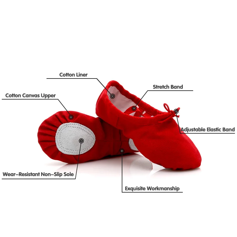 Профессиональный Дети девочки хлопковые мягкие тканевые балетки для занятий