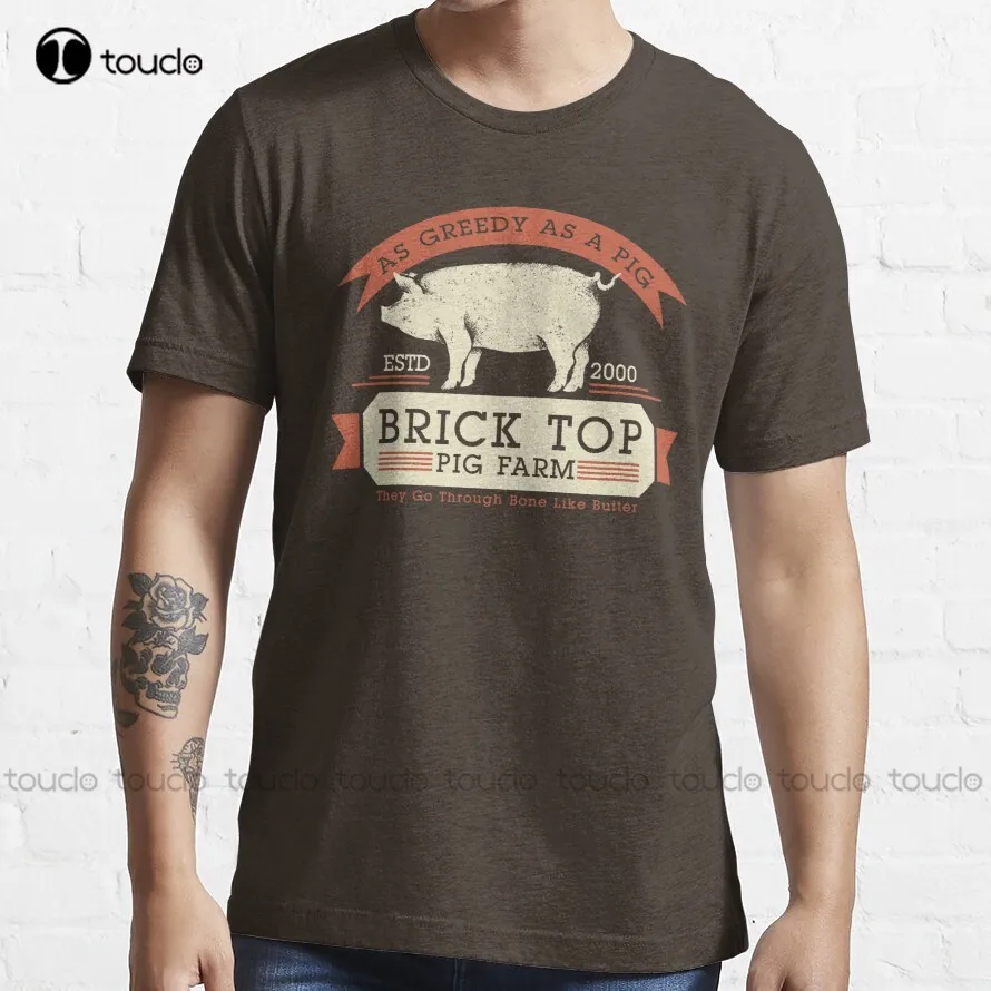 

Brick Top Pig Farm - As Greedy As A Pig T-Shirt Grey T Shirts For Men Custom Aldult Teen Unisex Digital Printing Tee Shirt