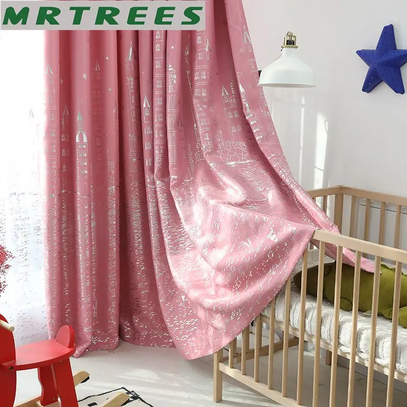 Плотные затемняющие шторы с мультяшным замком для детской комнаты драпировка на