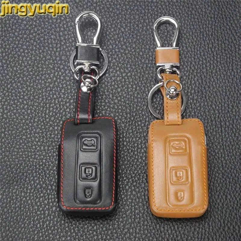 Jingyuqin 3 кнопки кожаный чехол для ключей Toyota Camry Solara Avalon RAV4 Prius Celica удаленный