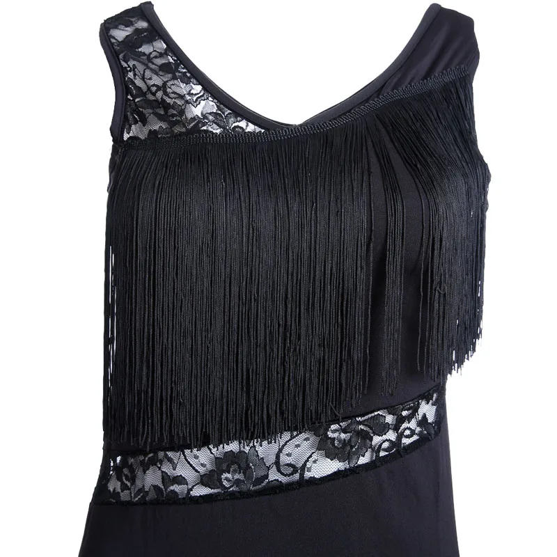 

Women's Adult Latin Dance Competition Dress Fringe Practice Training Performance Lace Dancing Costume