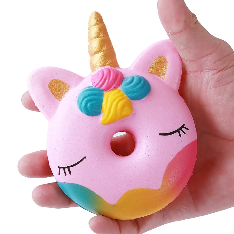 

Новинка Kawaii 12 см большой пончик Единорог Сжимаемый медленно Восстанавливающий форму Розовый Единорог пончик сжимаемая забавная игрушка дл...