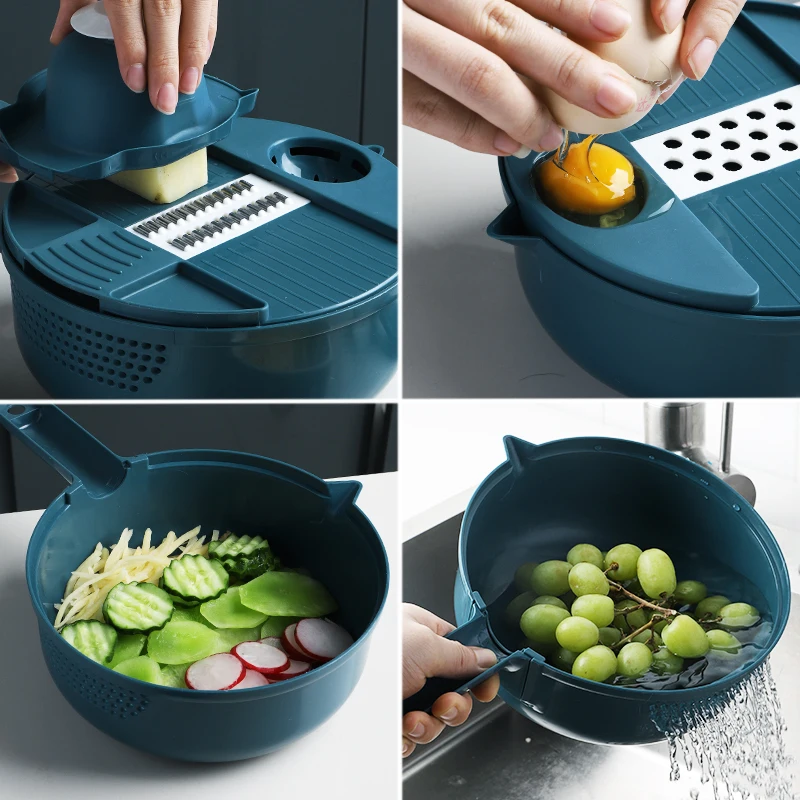 

4-in-1 Multi-Functional Kitchen Silk Planer Vegetable Chopper And Cutter With Drain Basket Bowl Washing Kitchen Strainer Noodles