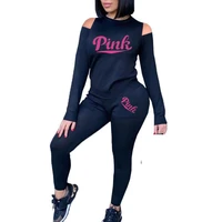 autumn womens tracksuits long sleeve top pants sets pink letter print fashion two piece clothes sets female sports workout 2pcs