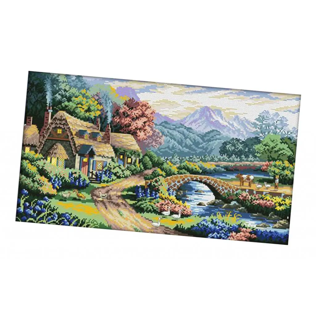 

Cross Stitch Embroidery DIY Handmade Cross Stitch Kit - Village Landscape, DIY Art Craft Wall Decoration